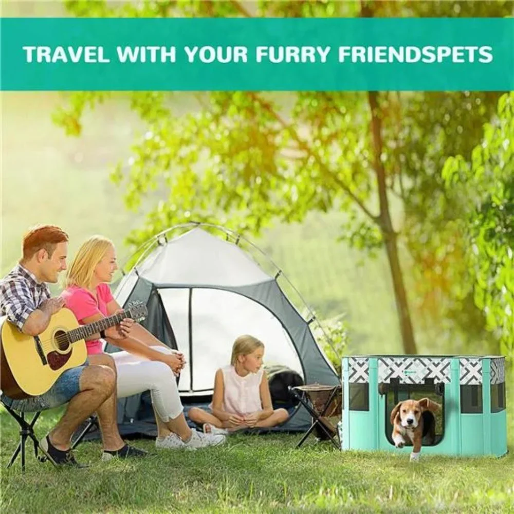 Portable Pet Playpen, Foldable Exercise Play Tent Kennel Crate for Puppy Dog